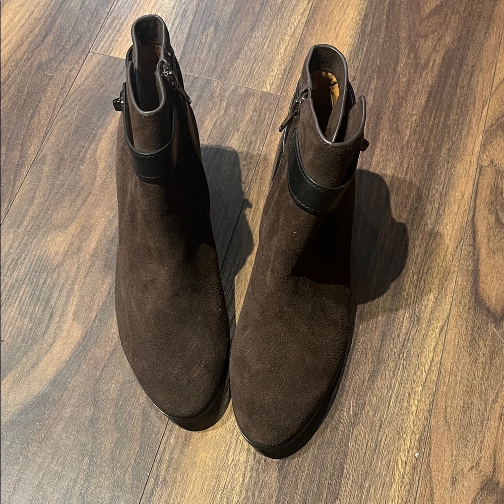 Coach Dark Brown Suede Ankle Boots